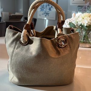 Michael Kors gold canvas purse